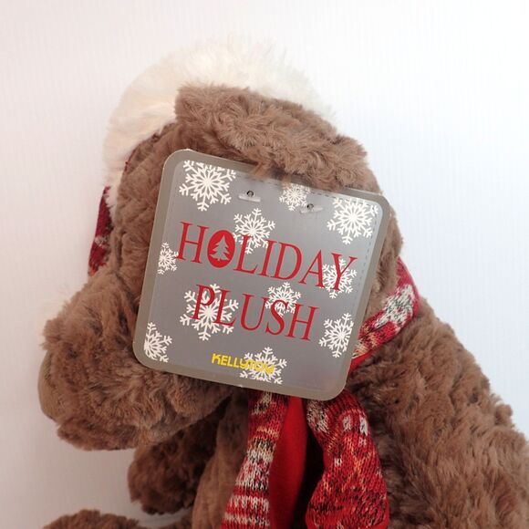 Kelly Toy  14" Seated Christmas Bear with Hat and Scarf from 2018 with Tag - Picture 3 of 10